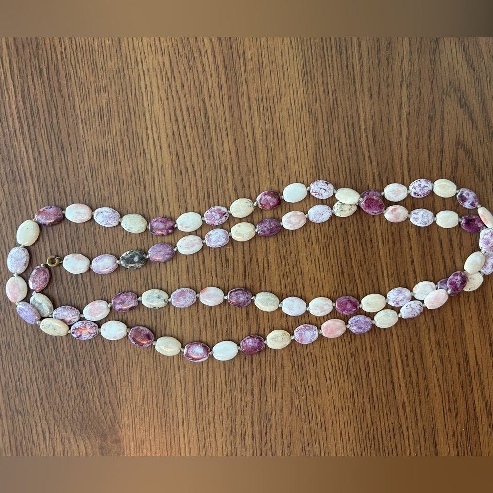 Vintage Purple and Cream Beaded Necklace